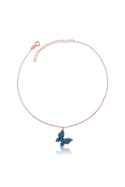 SilverAlya Gümüş Mavi Kelebek Halhal