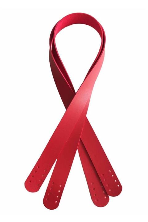 angel çanta aksesuar 70x2.4 Cm, Tek Kat Suni Deri Kırmızı Renk Çift Sap