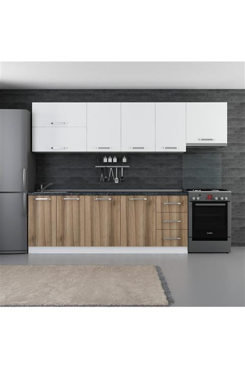 Minar 285 Cm Mutfak Dolabı Beyaz Dore 285-d4