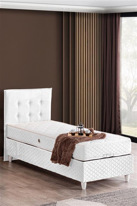 Cesur Baza İstanbul Tek Kişilik Baza Başlık Letto Yatak Seti Beyaz