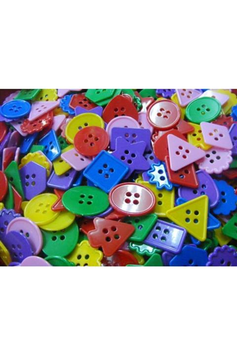 Mir Plastik Geometrik Şekilli Düğmeler (100 Adet)