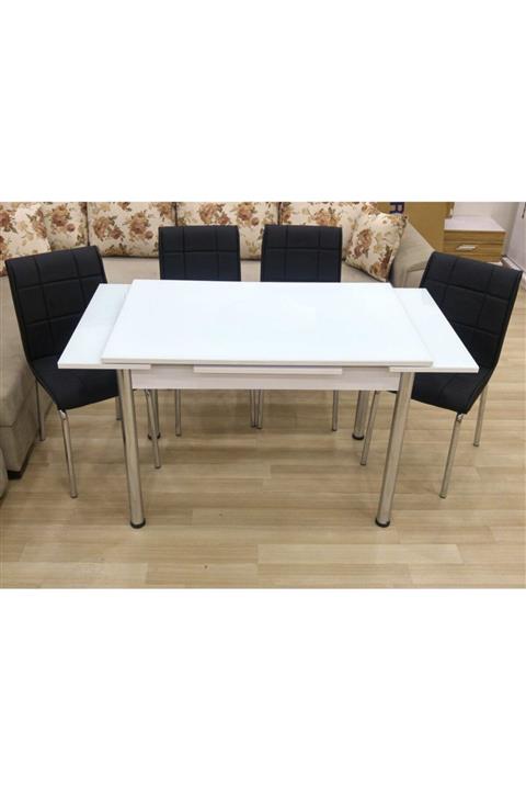 Evistro Yandan Açılır Cam Mutfak 6 Sandalyeli  Masa Takımı 70x110cm