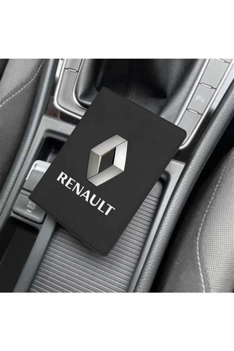 MaveraShop Özel Tasarım Renault Logolu Siyah Ruhsat Kılıfı