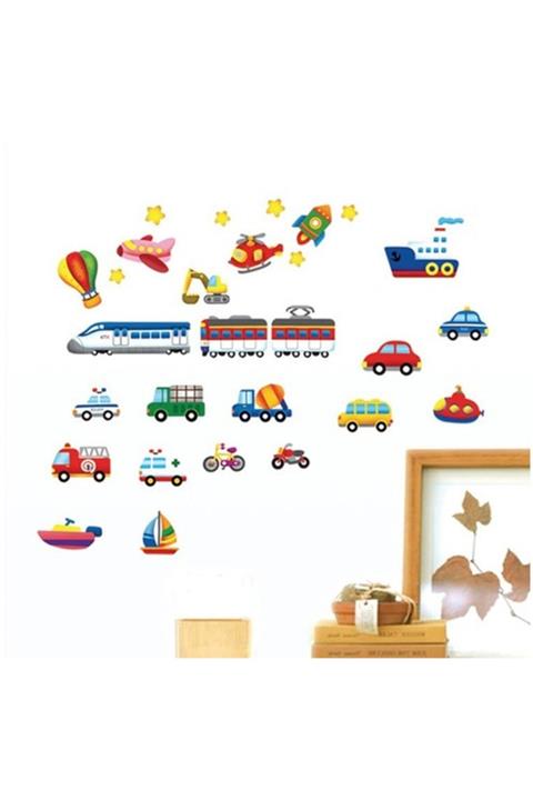 Kt Grup Bebek Çocuk Odası Araba Kamyon Tren Ambulans Sticker