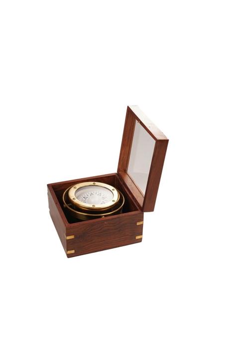 alsepeteavm Ahşap Cam Kutulu Pirinç Metali Sallanan Pusula