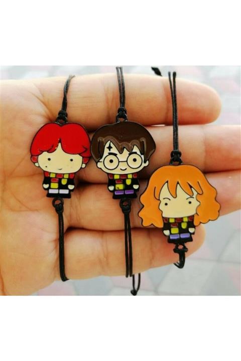 AlpCollection Harry Potter Best Friends Bff Ayarlanabilir Üçlü Bileklik Set