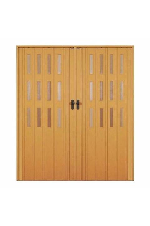 SARPAŞ Katlanır Akordeon Akordiyon Çift Açılım Kapı 132 X 235 Camlı Meşe 12 Mm
