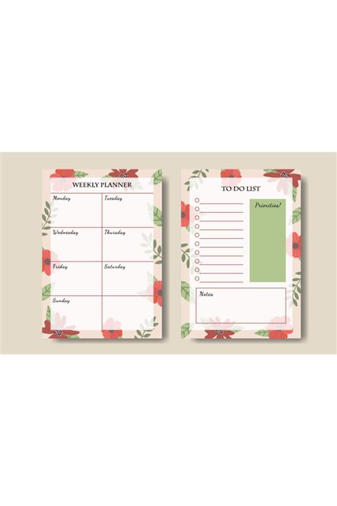 Ünsal Desing Haftalık Planlayıcı Seti Yazılabilir Silinebilir 21x29.7 cm Weekly Planner Set + To Do List