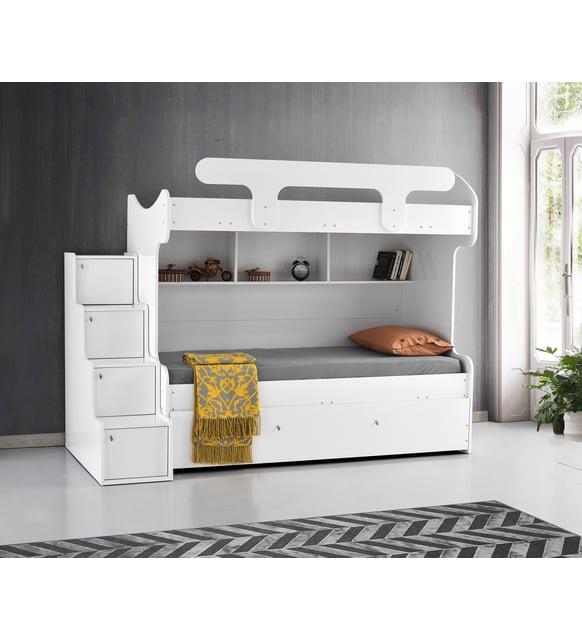 beenal Samara Ranza - 3 Karyolalı Merdivenli Ranza ,yavrulu Karyolalı - Parlak Beyaz