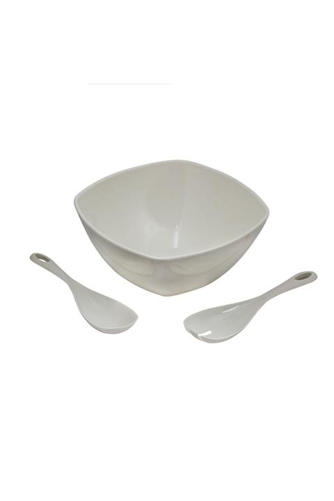 EWs Kitchenwaree Akrilik Soft Beyaz Kare Salata Kasesi