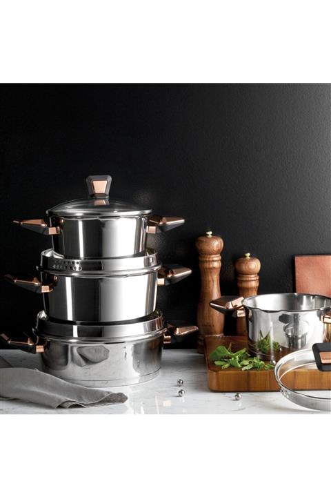 Karaca Kobe PowerSteel 316 Çelik 8 Parça Tencere Seti