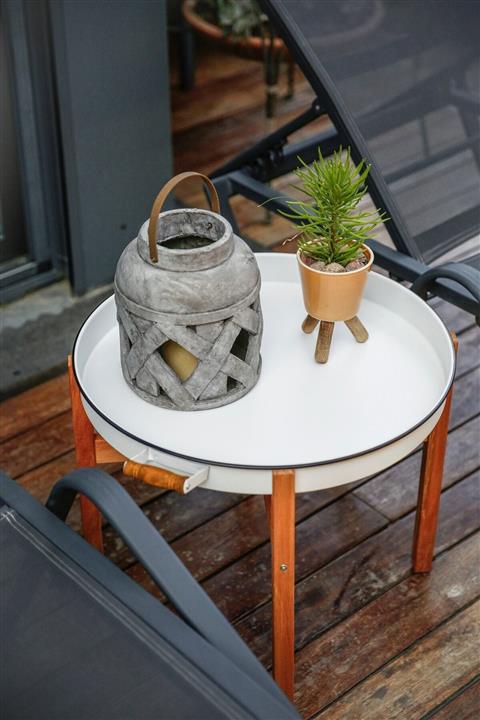 Arma House Ahşap Bacaklı Country Tarzı Beyaz Tepsi & Sehpa