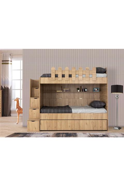 Güven Mobilya Kiwi Okyanus 3 Yataklı Yavrulu Ranza 90x190