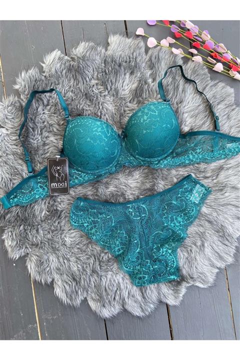 MOOİ Kadın  Petrol Yeşili Dolgusuz Arjantin Sütyen Takım