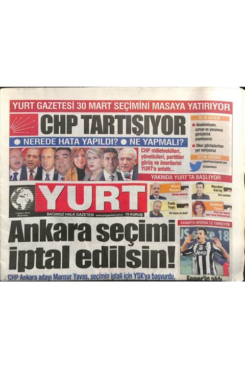 Gökçe Koleksiyon Yurt Gazetesi 7 Nisan 2014 - Erdoğan'dan Aliyev'e Paralel Liste - Pamir'e Gözyaşlı Veda