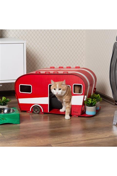 Atölye Zed Lila Karavan Kedi Evi Kırmızı