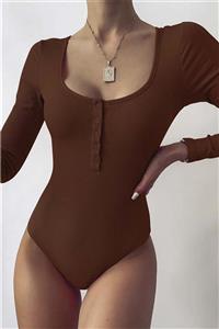 Madmext Kadın Kahverengi Mad Girls Bodysuit Mg1015