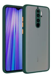 Teknoçeri Xiaomi Redmi Note 8 Pro Kenarları Renkli Kamera Korumalı Transparan Silikon Kılıf Koyu Yeşil