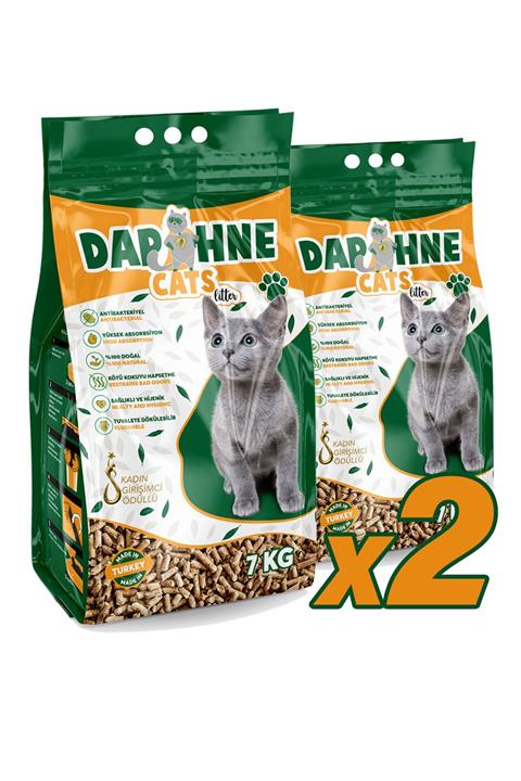 Daphne Cats Litter - 2 Adet Pelet Kedi Kumu Defne Kokulu Tamamen Doğal Katkısız Dünyada Tek! 14kg