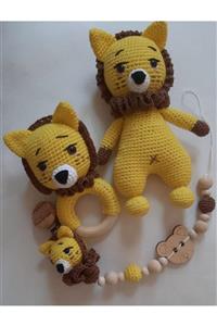 OYUNCAKPARK Aslan Kral Uyku Arkadaşı Seti Amigurumi Organik Oyuncak