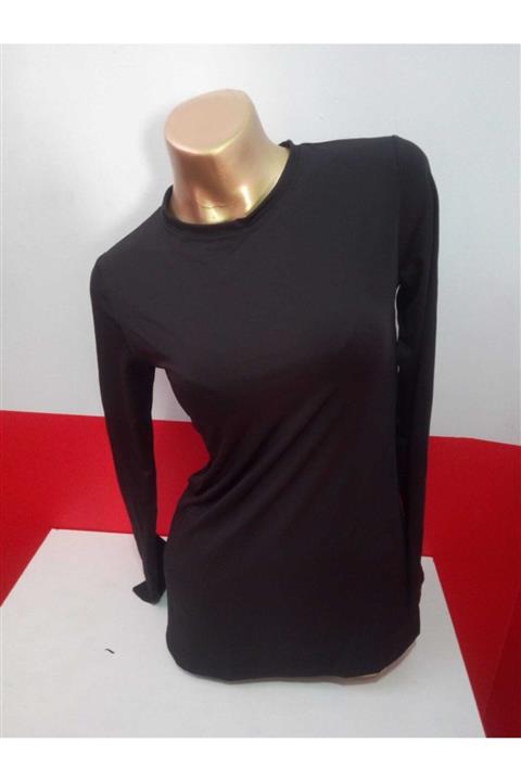 GALLİPOLİ Kadın, (siyah) Uzun Kollu Bisiklet Yaka Polyester Parlak Kumaş Uzun Badi 7580