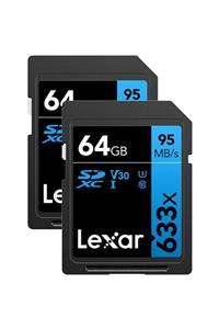 Lexar 64 Gb 633x U3 V30 4k Uhd Sd Hafıza Kartı 2li Paket 95mb/s