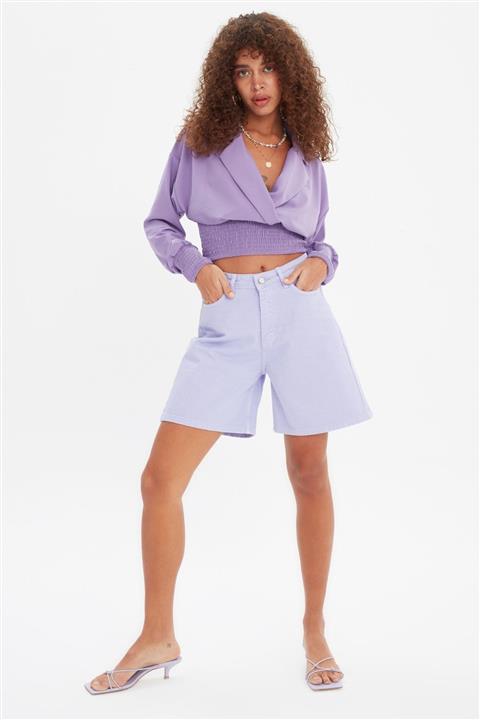 TRENDYOLMİLLA Lila Uzun Denim Şort TWOSS21SR0631