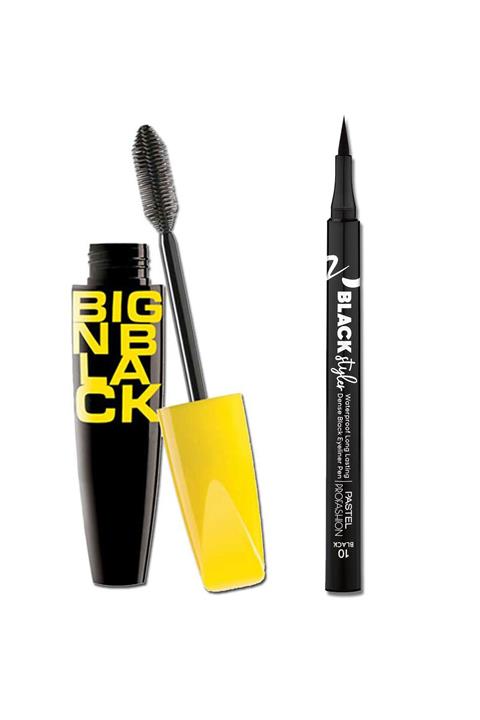 Pastel Big N Black Siyah Maskara & Profashion Black Styler Suya Dayanıklı Yoğun Eyeliner Kalem 10 Siyah