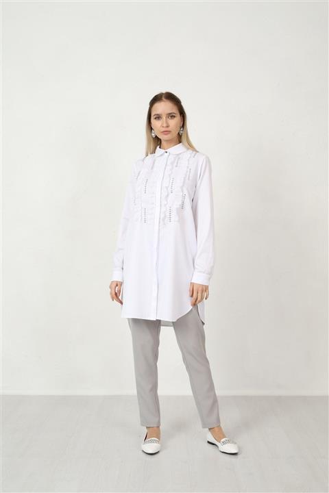 Moodbasic Taşlı Fırfırlı Gömlek