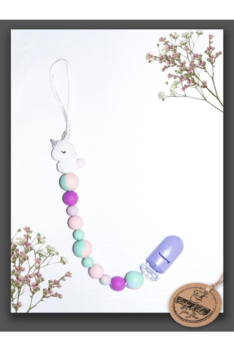 babykitsforyou Purple Unicorn Silikon Emzik Askısı / Emzik Zinciri
