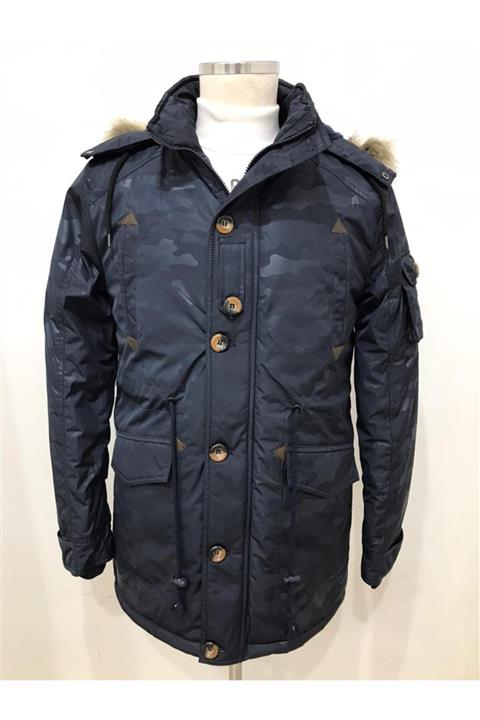 BIGAZZI Lacivert Içi Kürklü Kapüşonlu Parka