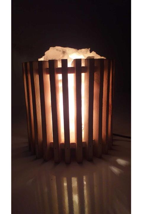 HARSALT Silindir Model Ahşap Tuz Lamba