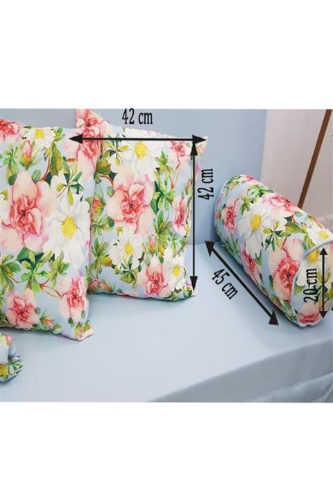 Evimstil 2 Adet Kırlent Bir Adet Silindir Yastık Takımı