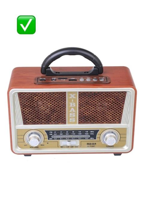 Mastertech M112 Şarjlı Nostaljik Ahşap Radyo Bluetooth  fm Radyo usb sd Meier
