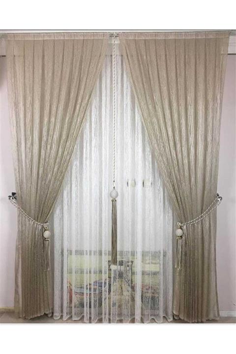 Anka Perde 2 Kanat Sık Pile Fon Perde