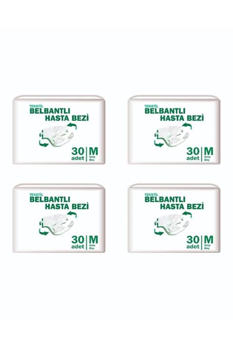 ekobez Bel Bantlı Tekstil Yüzey Paket Medıum  Hasta Bezi 4x30'lu 120 Adet