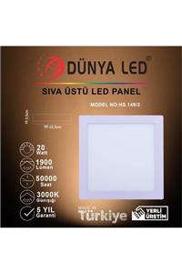 DÜNYA LED Hs.149/3 20w Sıva Üstü Kare Led Panel 3000k Günışığı