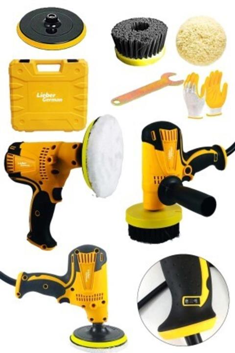 Lieber German 2200 Watt 6 Kademe Devir Ayarlı Bakır Sargılı 125mm Çok Amaçlı Zımpara Polisaj Pasta Cila Makinesi