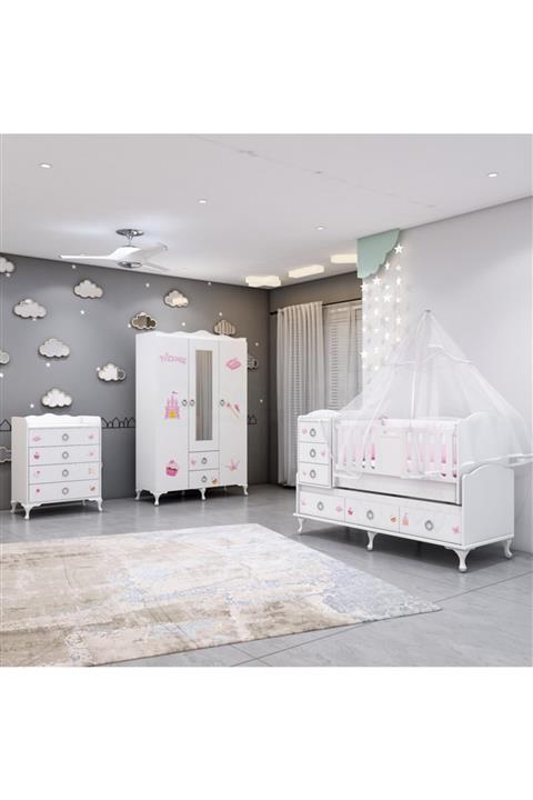 Garaj Home Elfin Prenses Büyünen Asansörlü Bebek Odası Takımı - Yatak Ve Uyku Seti Kombinli- Uykuseti Mavi