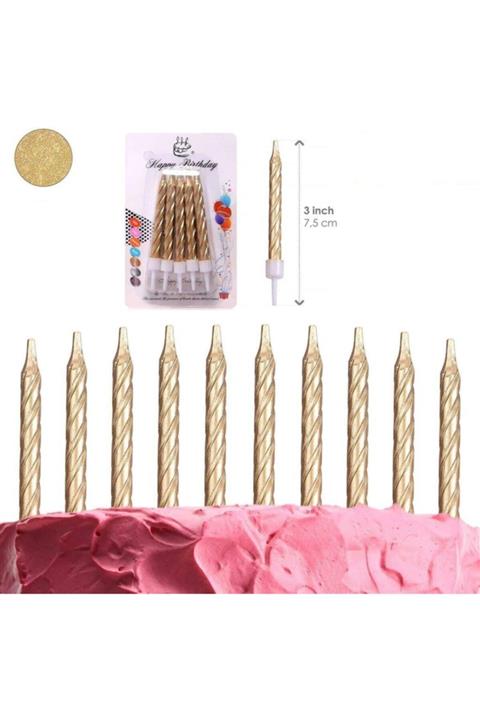 Angel Of Life Altın Gold Renk Doğum Günü Evlilik Yıldönümü Pasta Mumları 10 Adet