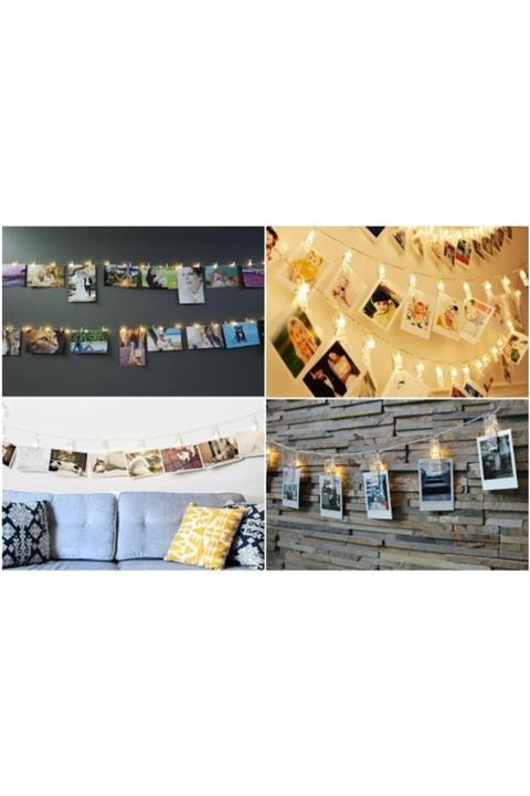 partnercentershop 10'lu Led Işıklı Fotoğraf Mandalları