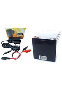 ATAEXPRESS Asansör Için 12v 12ah 12 Volt 12 Amper Akü + 12 Volt Şarj Cihazı Şarz Adaptör Set 1a