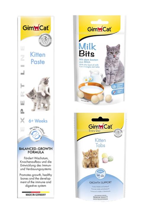 Gimcat Yavru Kedi Başlangıç Paketi Kitten Paste 50gr + Milk Bits Sütlü Ödül + Kitten Tabs Yavru Kedi Ödülü
