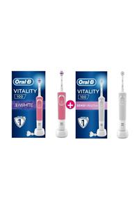 OralB D100 3D White Pembe + Sensi Beyaz Vitality Şarjlı Diş Fırçası