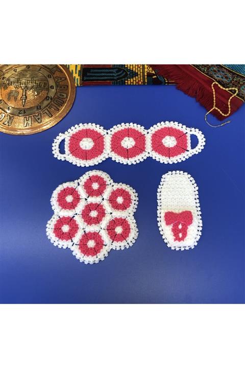 Ruha Elişi El Işi Örgü Banyo Lifi 3'Lü Takım