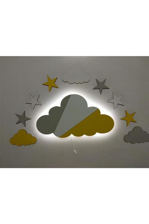 fabrikahşap Motion Cloud Bulut Ahşap Gece Lambası Ledli Dekoratif Aydınlatma Çocuk Odası