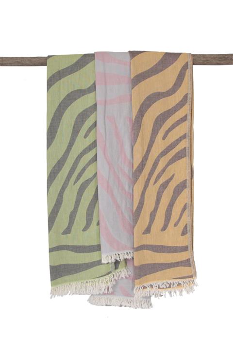 Mumu Tasarım Pamuk Yumuşacık Plaj Havlusu Pareo Jakarlı Leopar