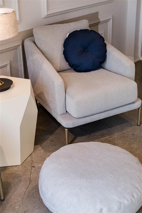 OZCO Home Keten Kumaş Yer Minderi Gri 68 Cm Çaplı