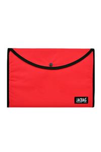 Jacbag Çıtçıtlı Kumaş Zarf Dosya A4 Kırmızı