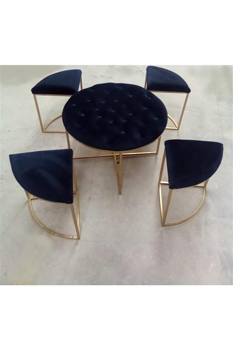 HAR DESİGN 4+1 Pizza Model Puf Sehpa Takımı